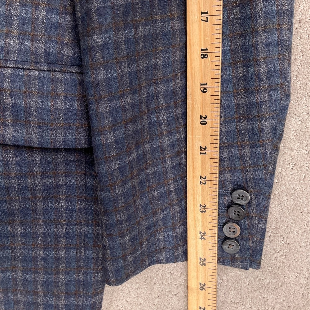 Coppley Blazer Mens 48R Blue Brown Plaid Bespoke Gibson Reda Super 130s Wool - Picture 9 of 12